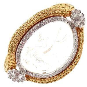 Authentic! Ilias Lalaounis 18k Yellow Gold Diamond Rock Crystal Bangle Bracelet